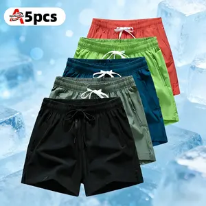 Men's Solid Drawstring Shorts, Casual Loose Fit Straight Leg Shorts, Elastic Waist with Side Pockets, Lightweight Breathable Fabric, Summer Essential Bottoms for Daily Wear, Street Style, Outdoor & Vacation