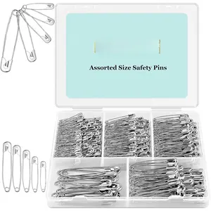 340 Pack Safety Pins Assorted, Small and Large Safety Pins for Clothes Costume, 5 Different Sizes Nickel Plated Steel Pin Bulk, Sewing Crafts Art Supplies,