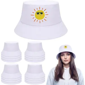 16 PCS Sublimation Bucket Hats Bulk White DIY Summer Sublimation Blank Hat Bucket Hats for Men Women Adults Travel Fishing Outdoor Sports2026