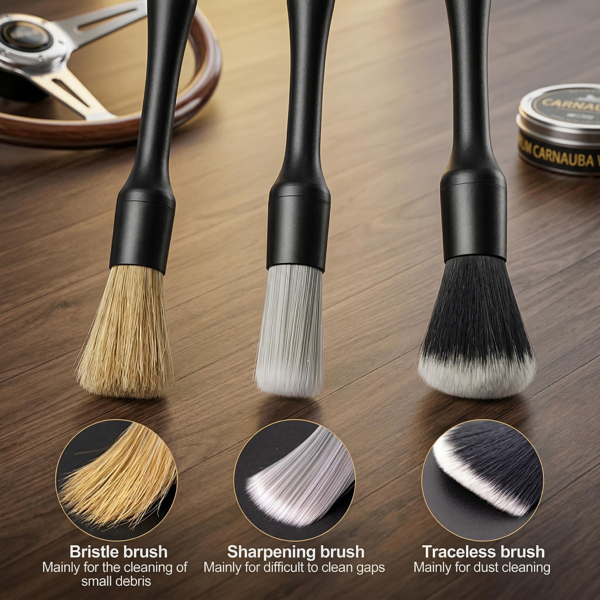 4Pcs Car Detailing Brush Set, Soft Auto Interior Cleaning Brushes for Dust Removal, Portable Car Valeting Kit, Professional Car Cleaning Supplies for Interior, Automotive Detailing Tools