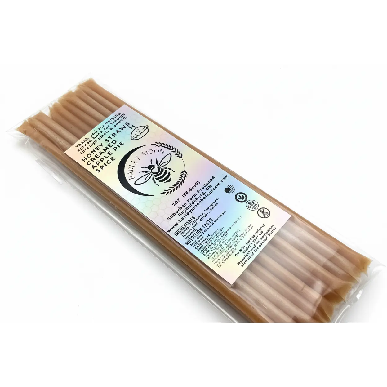 Apple Pie Spice -  Creamed Honey Straws - Barley Moon Botanicals - Pure Honey, Natural Ingredients