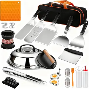 Griddle Accessories Kit for , 28 count Hibachi Tools Accessories Set for Flat Top Teppanyaki with Griddle Spatula, Burger Press& Trivet Mat, BBQ Christmas Grilling Gifts for Dad,Men