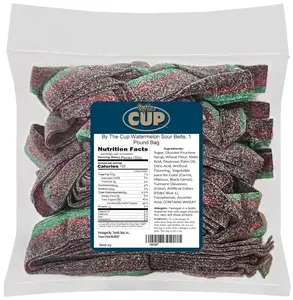 By The Cup Sour Power, Watermelon Sour Belts, 1 lb Bulk Bag