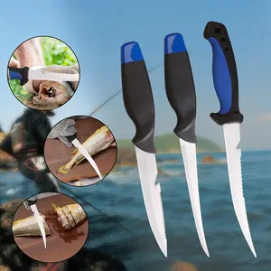 3-Piece Fishing Knife Set, Portable Chef Knife Bone-Removing Tool Kit, Meat Cutting Camping Outdoor Survival BBQ Utensils, Camping Fishing Tools, Stainless Steel Knives