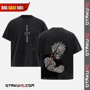 Gojo Satoru Tee Washed – Jujutsu Kaisen Execution Culling Game Prelude Vintage Oversized Heavy Cotton Anime Manga T-Shirt, Double Printed Retro Unisex Streetwear Graphic Top, Japanese Anime Merch for Sorcerer Fans