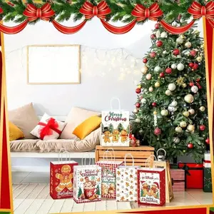 18 Christmas gingerbread party gift bags-portable paper bags-holiday party decorations, Christmas gifts, holiday bags and party celebration gifts
