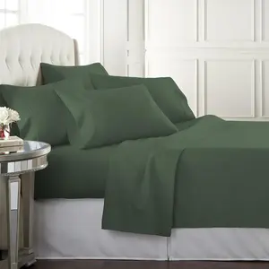 Danjor Linens Bed Sheet Set Queen Size for Hot Sleepers, Hotel Premium Sheets with 4 Pillowcases, Lightweight Brushed Microfiber Deep Pockets, Breathable Cooling 6 Piece Bedding Sets, Dark Sage Danjor Linens
