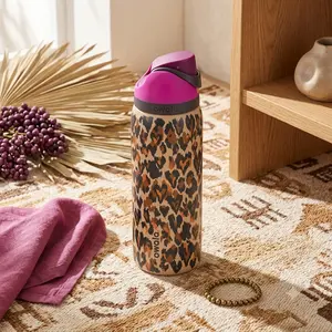 Owala FreeSip 32oz Extreme-Cold Insulation Jug, Limited Rare Edition Wild at Heart Fierce Leopard Print Pattern Mix Stainless Steel Gym Bottle