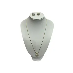 Eli Boutique Jewelry#7778 Heart Necklace & Earrings Set Gold Plated with Mouse Tail Charm High Quality