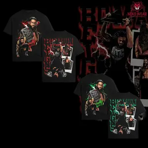 Roman Reigns The Tribal Chief WWE Champion Premium Wrestling T Shirt 100% Cotton Graphic Tee Bloodline Head of the Table Shirt, World Champion Belt Tee, Streetwear Wrestling Fans Shirt, WWE Event Outfit Unisex