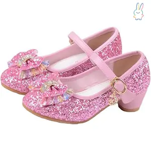 ERT-Girl's Princess Cosplay Performance Shoes Sequins Wedding Party Dress Shoes Low Heeled Mary Jane