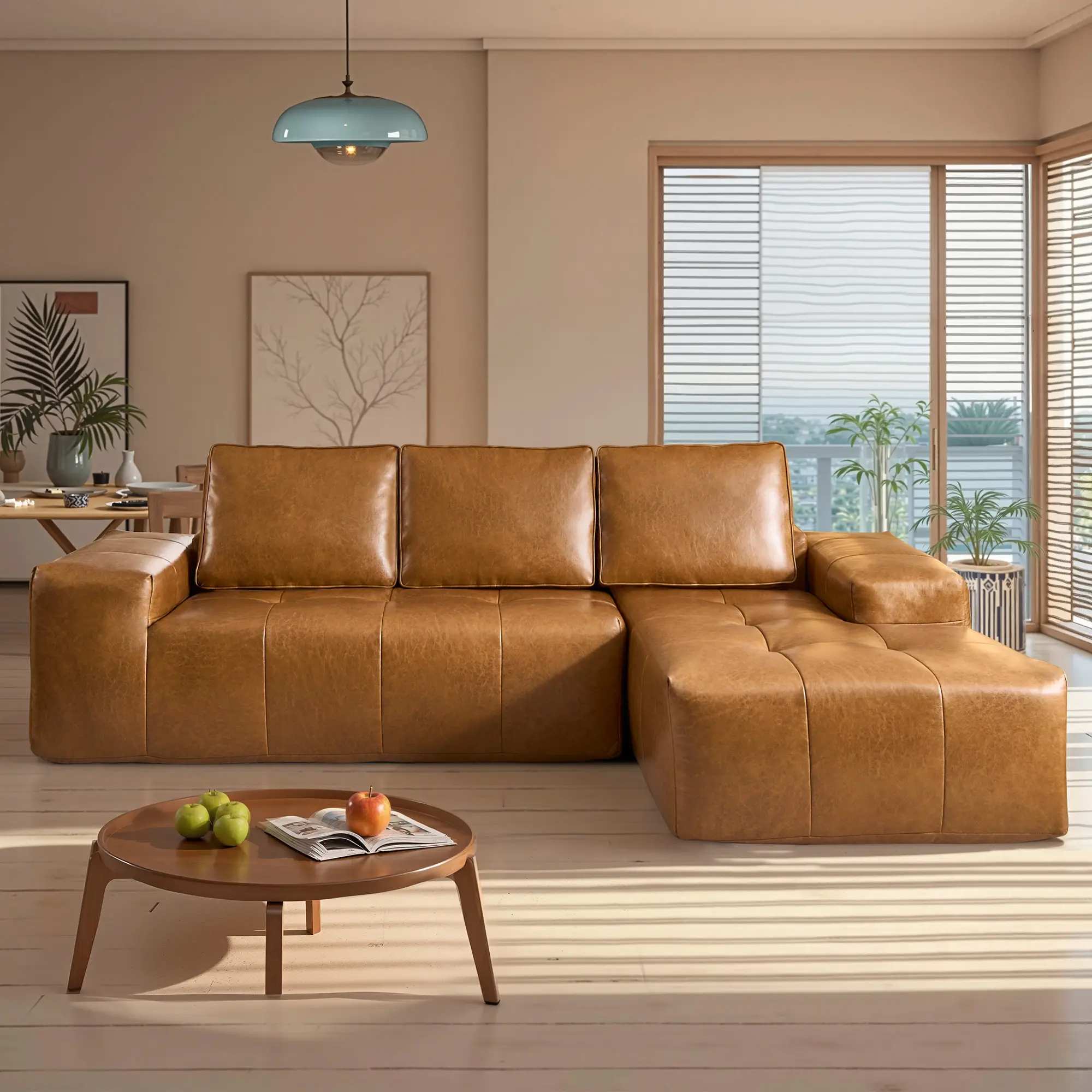 114" Brown Technology Fabric Right Chaise