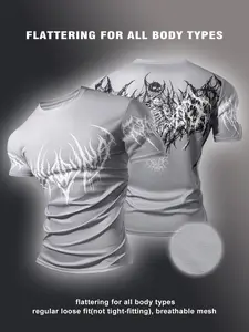 Men's Fashion Casual Sport Round Neck T-Shirt, Smooth Fabric, Anti-Wrinkle Mesh, Breathable Quick Dry, Lightweight Durable