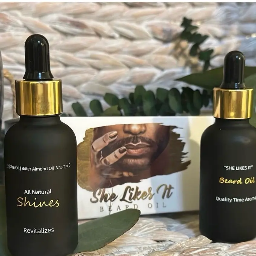 She Likes It Beard Oil. Introducing our Luxurious Premium Beard Oil: Achieve the refined look you desire with our expertly crafted Beard Oil. All you need for your beard! A luxury product for all beard types, for men from all walks of life! Made from cold