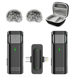 NPTCL Wireless Lavalier Microphone for iPhone and Android, 2-Pack Mini Lapel Mic, Noise Cancelling, 6-Hour Battery Per Mic for Vlog, Live Streaming, Podcast Recording, Content Creation