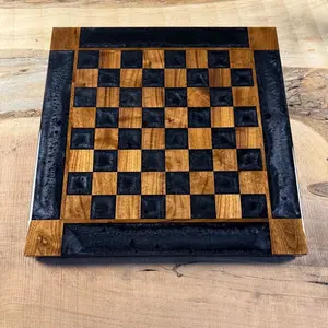 Black Onyx Walnut Chess Board (INCLUDES PIECES)