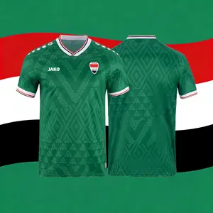 2026 Iraq Away Green Short Sleeve Soccer Jersey Fans Version