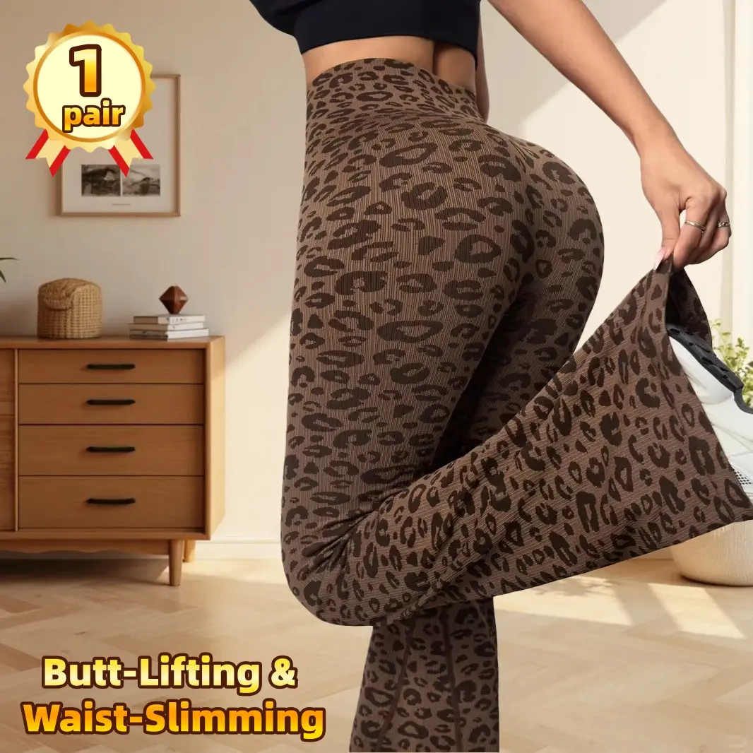 HH      Women’s High Waisted Butt-Lifting Leopard Print Yoga Flare Pants - Non-See-Through 4-Way Stretch, Slimming Curves-Enhancing, 3D Tailored Anti-Rolling Waistband, All-Season Daily Wear for Yoga, Dates & Travel, Ideal Holiday Gift