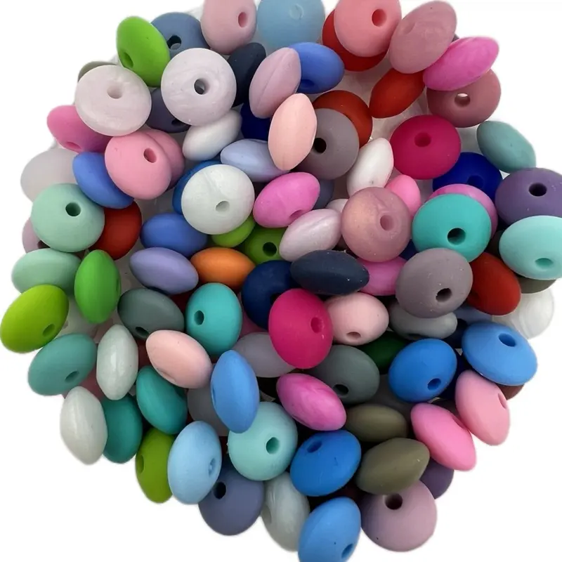 125 count Silicone Lentil Beads 11mm Silicone Abacus Beads for Keychain Making Jewelry DIY Silicone Loose Spacer for Necklace Bracelet Colorful Silicone Bead Bulk for Pens Craft Accessories (Mix Color)