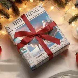 North Pole Newspaper Christmas gift wrap, Christmas wrapping paper, Cute Wrapping Paper, Unique Gift wrap, eco gift wrap, xmas wrap , Best of gift, Meaningful gift. (Get 1 paper cutter when buying any 5 rolls)