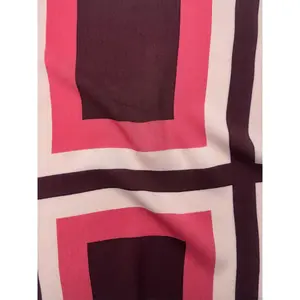 Brown Coral Color Block Rayon Challis