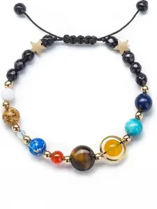 Cosmic Galaxy Solar System Eight Planets Exquisite Bracelet, Guardian Star Hollow Agate Beads, Astrology Jewelry, Unisex Accessory