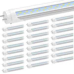 25pcs JESLED 4FT LED Tube Bulb Lights, 24W 28W T8 G13 Bi-Pin 4 Foot, 6000K Cool White, Double Row LEDs, Dual-end Powered, Clear Cover, Fluorescent Replacement Ceiling lights for Garage Shop Warehouse Lighting