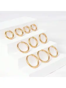 5 pairs of elegant, fashionable, exquisite and simple round thread earrings with 304 stainless steel material earrings, suitable for casual wear and special occasions, casual accessories, Fashionable Hoop Earrings