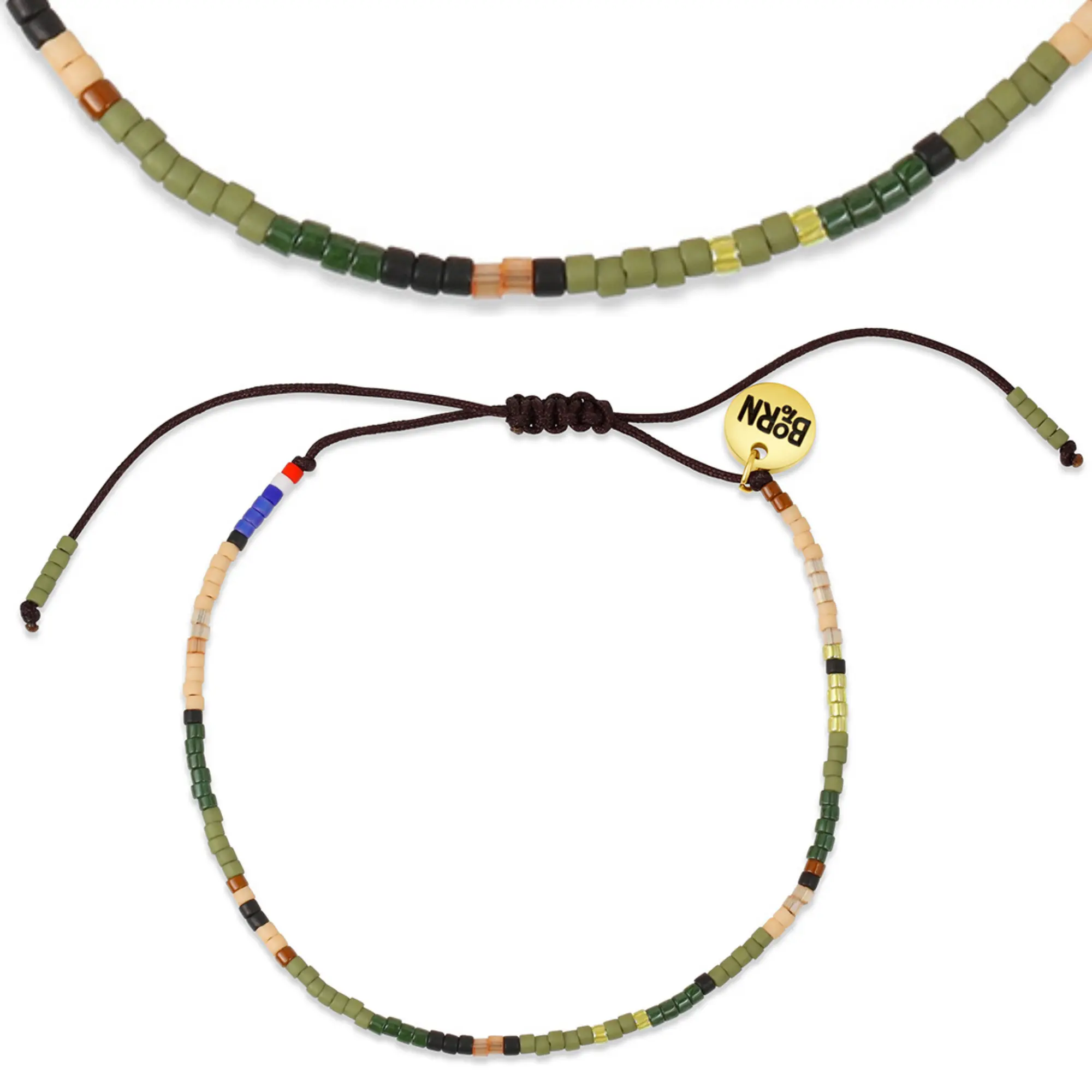 Military Adjustable Beaded Bracelet - Multicolored Camouflage & USA Flag Beads - Unity Jewelry for Service & Duty - Secure Fit & Matching Bracelets - Unique Meaningful Design - Gift of Unity