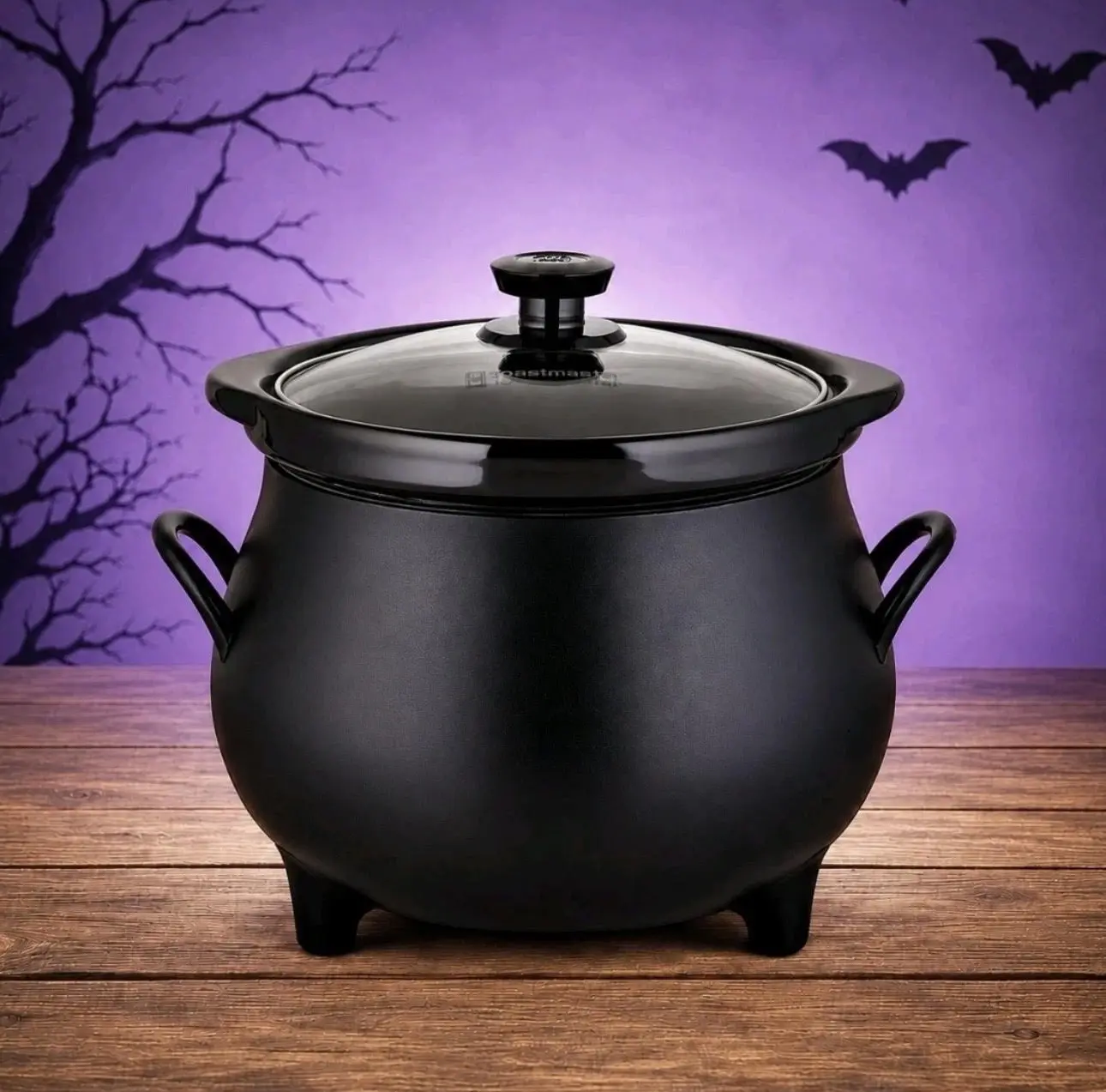 Toast Master Halloween-themed Black Cauldron with Lid and Handles Perfect for Decor