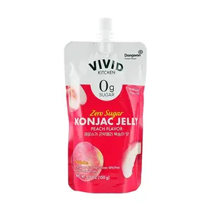 VIVID KITCHEN Peach Konjac Jelly Drink - 0 Sugar, 0 Fat, Low Calorie (5kcal), 150g x 10 Packs - Healthy Snack, Satisfying & Refreshing
