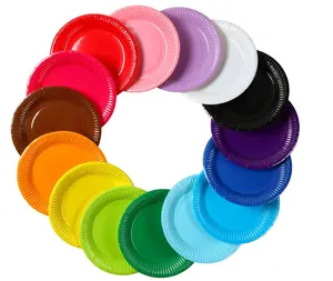Disposable Eco-Friendly 9" Paper Plates for Birthday Party Event Assorted Colors Black Blue Pink Red Gold Silver White 20 Pack Craft Scrapbooking Colorful