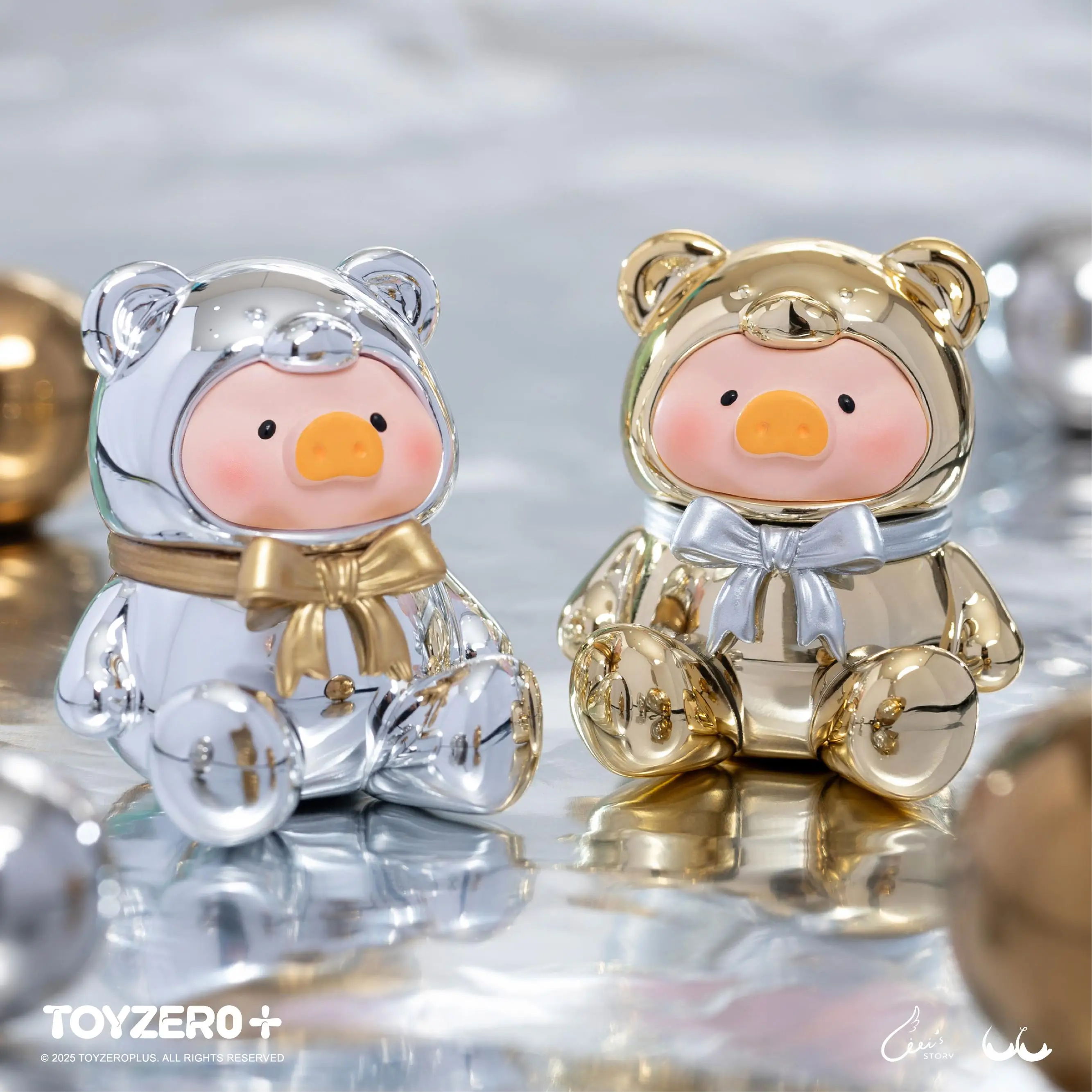 LuLu The Piggy Official Teddy Mini Blind Bags Collectible Figurines with Metal Plating & Luminous Shine 24 Designs Surprise Collectibles for Kids