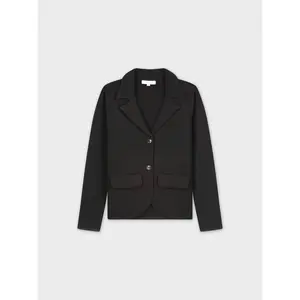 HERRINGBONE KNIT BLAZER-BLACK