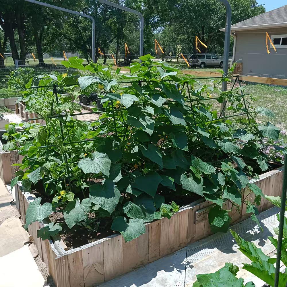 DIY Splicing Cucumber Trellis, Adjustable A Frame Garden Trellis for Climbing Plants, Metal Plant Support with Trellis Netting for Raised Bed Vegetables, Beans, Peas & Outdoor Gardening