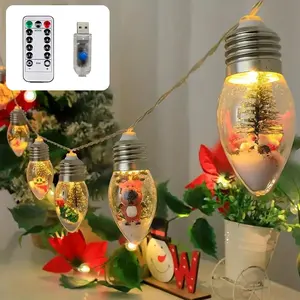 USB Plug-In Christmas Wish Ball Decorative Lights, Santa Snowman Reindeer String Lights for Holiday Decoration Scenes, 3m/6m Long, LED Ball Lights