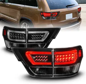 AmeriLite for 2011-2013 Jeep Grand Cherokee WK2 LED Tube Black Replacement Tail Lights Assembly Set - Passenger and Driver Side