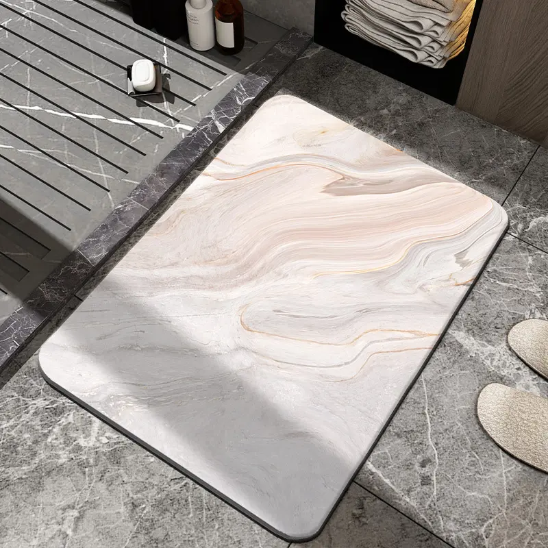 Diatomaceous Earth Bath Mat - Super Absorbent, Quick Dry, Non-Slip Floor Rug for Bathroom Doorway, Waterproof Dust-Trapping Home Doormat