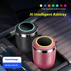 Car colorful ashtray, car cigarette butt storage jar, colorful atmosphere metal liner ashtray, removable ash storage bucket, strong sealing