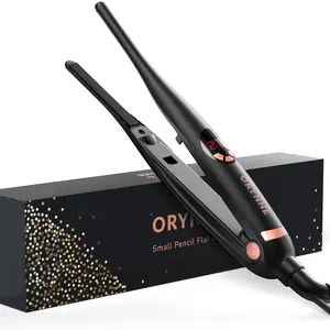 ORYNNE 3/10'' Small Pencil Flat Iron for Short Hair, 5s Ultra Fast Heat Up, 270℉-450℉ 10 Adjustable Temperatures, Tourmaline Ceramic & Ionic Technology, Dual Voltage Mini Straightener for Travel