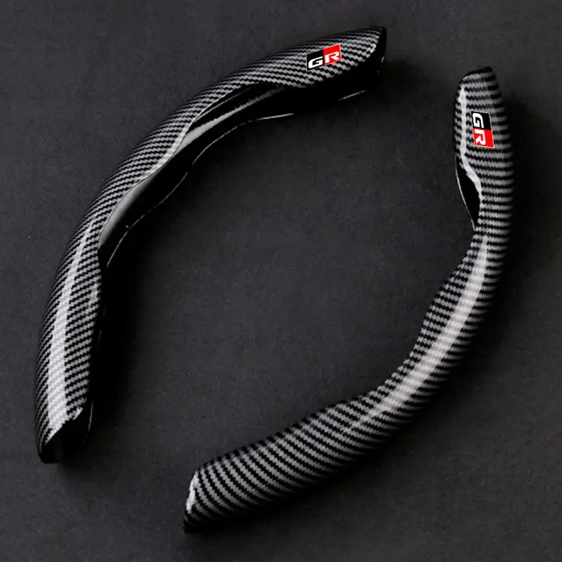 Carbon Fiber PVC Car Automotive Steering Wheel Non-slip Protective Cover for Toyota GR RAV4 Crown Hilux Fortuner Corolla SE 2023 Camry Yaris Land Cruiser Prado Venza Interior accessories Steering Wheel Covers