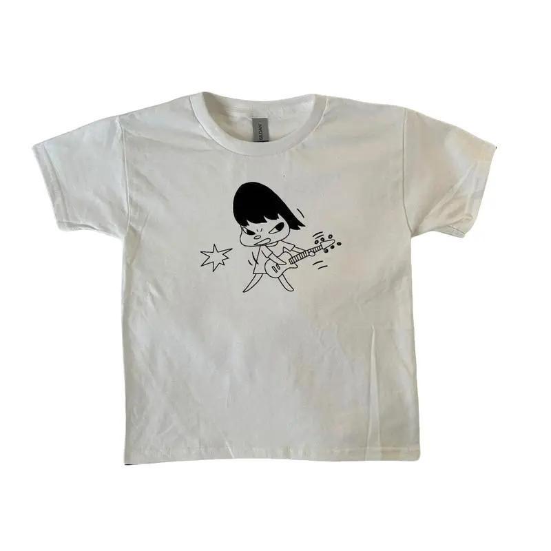 Yoshimoto Nara Rockstar Baby Tee Y2K Clothing Vintage Streetwear Trendy Short Sleeve Top Gothic Street T-Shirt Women's Star