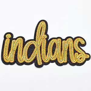 Indians Gold Sequin HAT/POCKET Patch