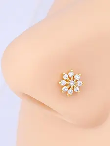 Rhinestone Flower Decor Nose Ring, Elegant Flower Shaped Nose Ring for Women & Girls, Fashion Accessories for Party, Daily Clothing Decor