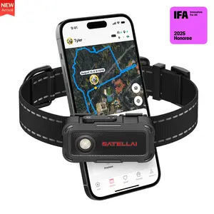 SATELLAI Collar Go Smart Wireless Fence GPS Dog Collar, with Live Tracking & Health Monitoring, IP68 Waterproof & 15-Day Max Battery Life
