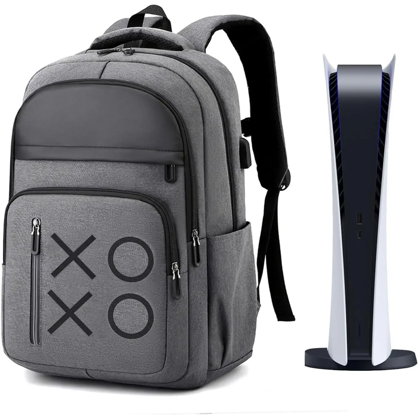 Cosole Backpack Travel Bag Travel Carrying Case for PS5/PS4 Console and Accessories (Grey)