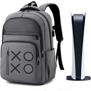 Cosole Backpack Travel Bag Travel Carrying Case for PS5/PS4 Console and Accessories (Grey)