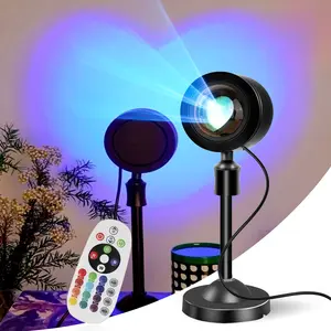 Sunset Lamp Projector Light 180° Adjustable Sunset Mood Lamp, 4 Modes, Remote Control RGB Ambient Night Light for Bedroom, Gaming Room, Live Streaming Photography & Parties Home Wall Decor Party Led Lighted Gift Led Multi Multifunction Rgb Colors