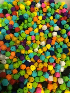 17mm Hexagon Silicone Bead Various Colors Randomly Chosen for Jewelry Making Soft Flexible Beads with 3mm Holes Perfect for DIY Projects