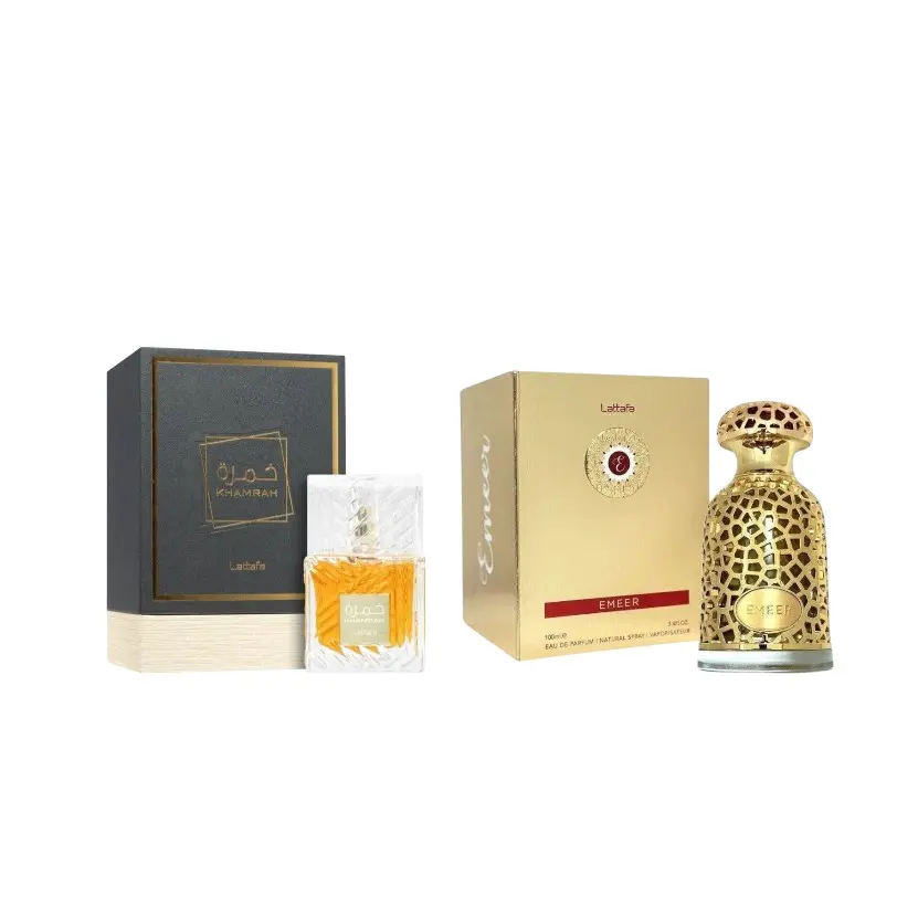 Lattafa Khamrah + Emeer | Unisex Fragrance | 100ML - 3.4Oz | Eau De Parfum | Woody-Cinnamon, and Citrus Spicy